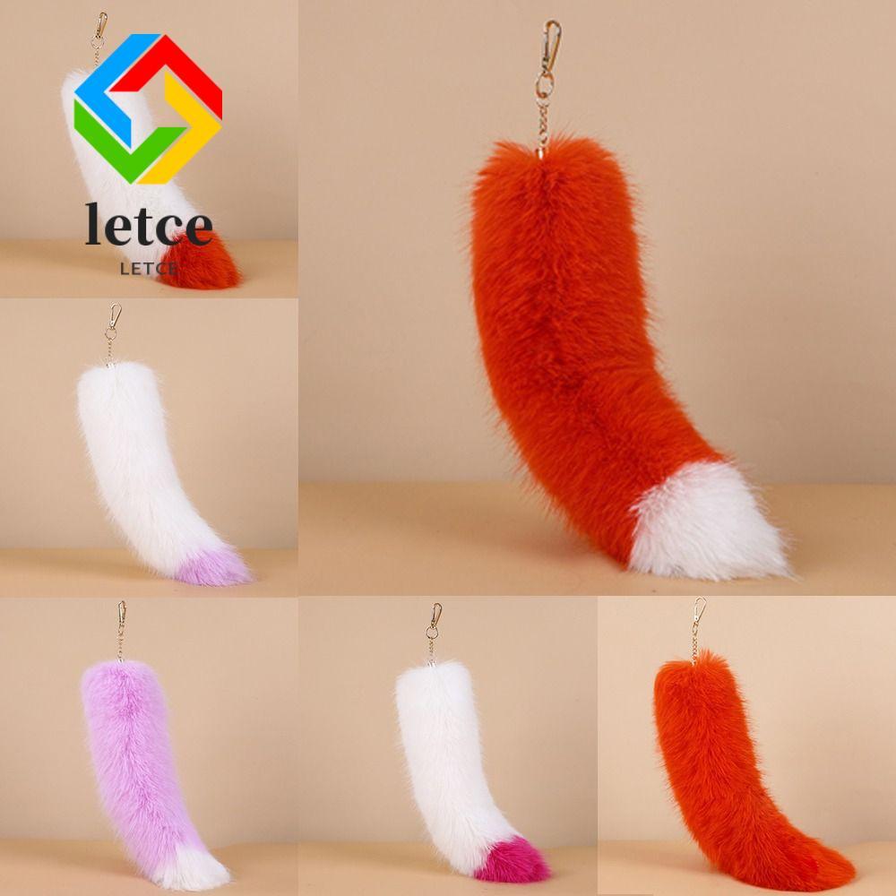 LETCE Therian Tail Bag Charms, Warm Soft Plush Faux Fur Tail พวงกุญแจ,แฟชั่นหนาขนาดใหญ่ Fluffy Fur จ