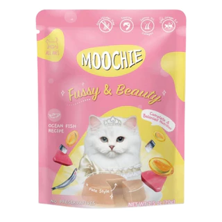 Moochie มูชี่ อาหารเปียกแมว รวมสูตร ไม่เติมเกลือ แมวกินง่าย กลิ่นหอม หลายรส เปียกแมว ขนาด 70-85g
