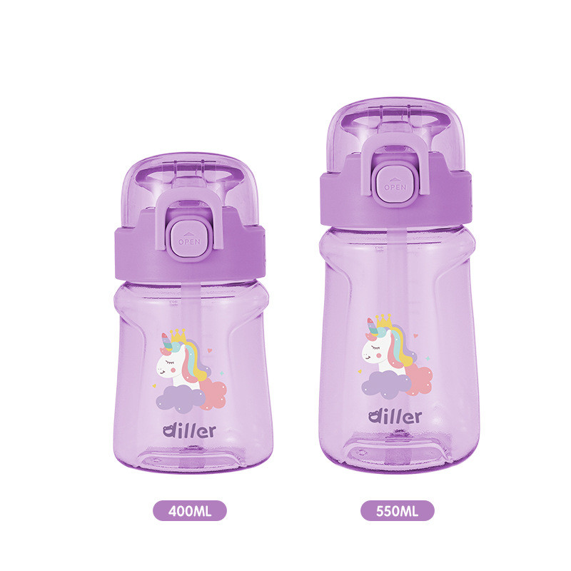 กระติกน้ำเด็ก Tritan หลอดเด้ง Diller 5 สี ขนาด 400,550มล.