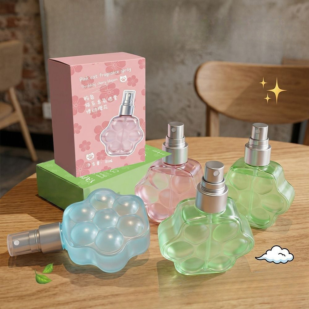 pink-girl :สเปรย์น้ำหอมกลิ่นดอกไม้ YAPING 90ml กลิ่นไม่ฉุน ใช้ได้หลายสถานการณ์ น้ำหอมรูปทรงอุ้งเท้าแมว-DS0866