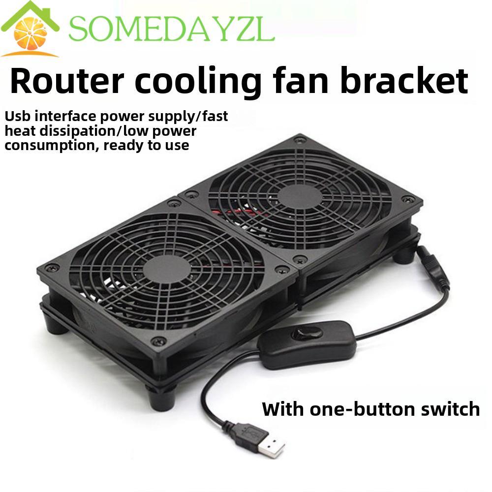 SOMEDAYZL พัดลมระบายความร้อนเราเตอร์, DC 5V ป้องกันสุทธิ Router Cooling Stand, อุปกรณ์เสริมคอมพิวเตอร์วงเล็บพร้อมสวิตช์ Slient USB หม้อน้ําฐาน PC Cooling