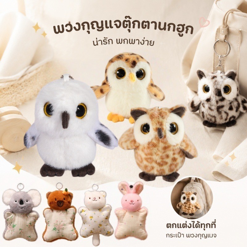 COD พวงกุญแจ ตุ๊กตานกฮูก ขนนุ่มนิ่ม สไตล์น่ารักช่วยผ่อนคลาย ของขวัญวันเกิด ของเล่นตุ๊กตา