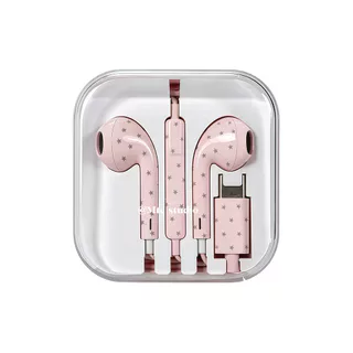 Y2K Trend Star Pattern Wired Earbuds อุปกรณ์เสริมโทรศัพท์น่ารัก In ear อินเทอร์เฟซ Type-C พร้อมรีโมทคอนโทรลลายดาว แบบพกพา น่ารัก และสีสันสดใส