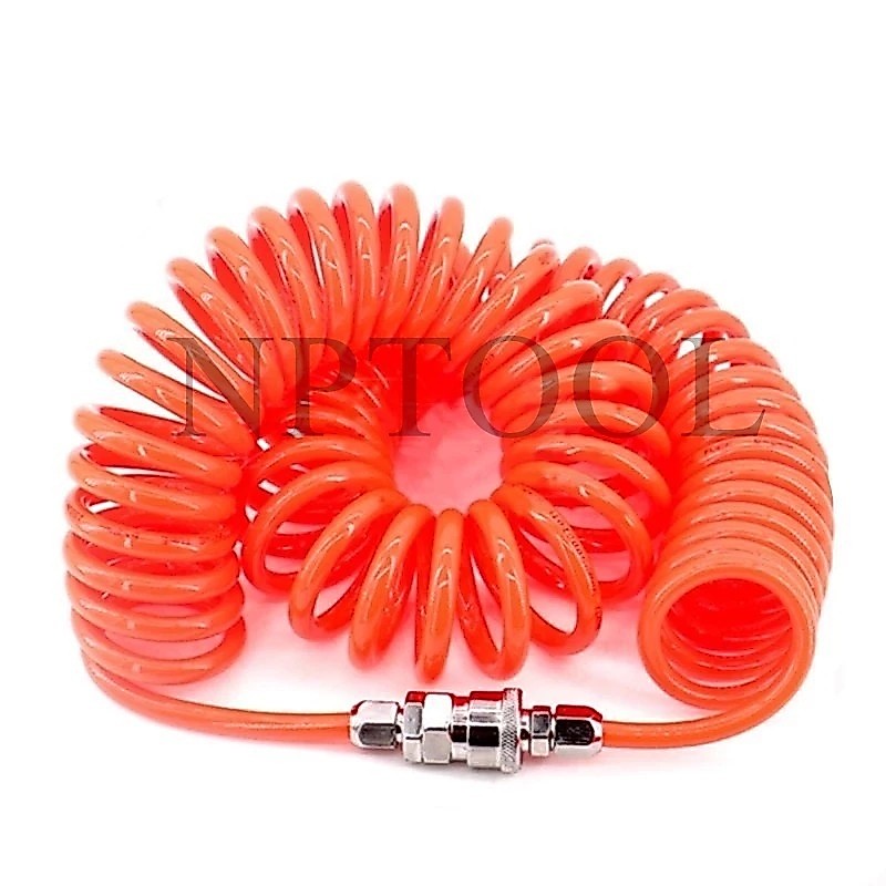 NP-205 แบบสปริง สายลม แบบสปริง PU AIR HOSE ขนาด 5x8 mm. 12 เมตร (สีส้ม)