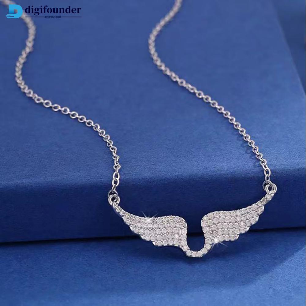DIGIFOUNDER แฟชั่น Angel Wing จี้สร้อยคอไทเทเนียมเหล็ก Clavicle Chain Elegant เครื่องประดับอุปกรณ์เส