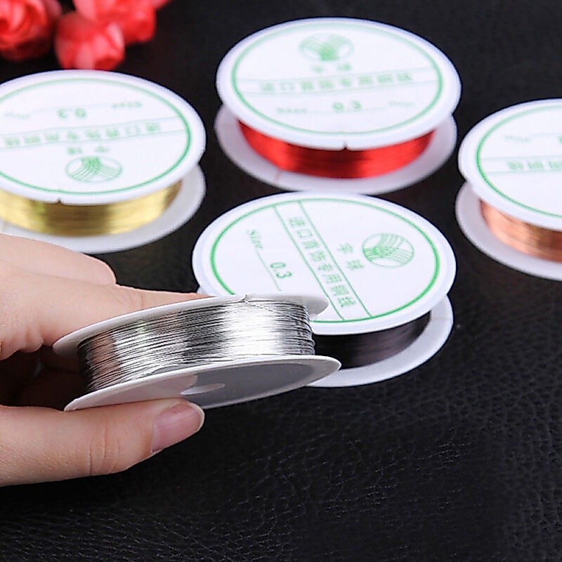 1 Roll Gold Silver Yellow Purple Red Copper Wire Bead Jewelry DIY 0.2/0.25/0.3/0.4/0.5/0.6/0.7/0.8/1mm