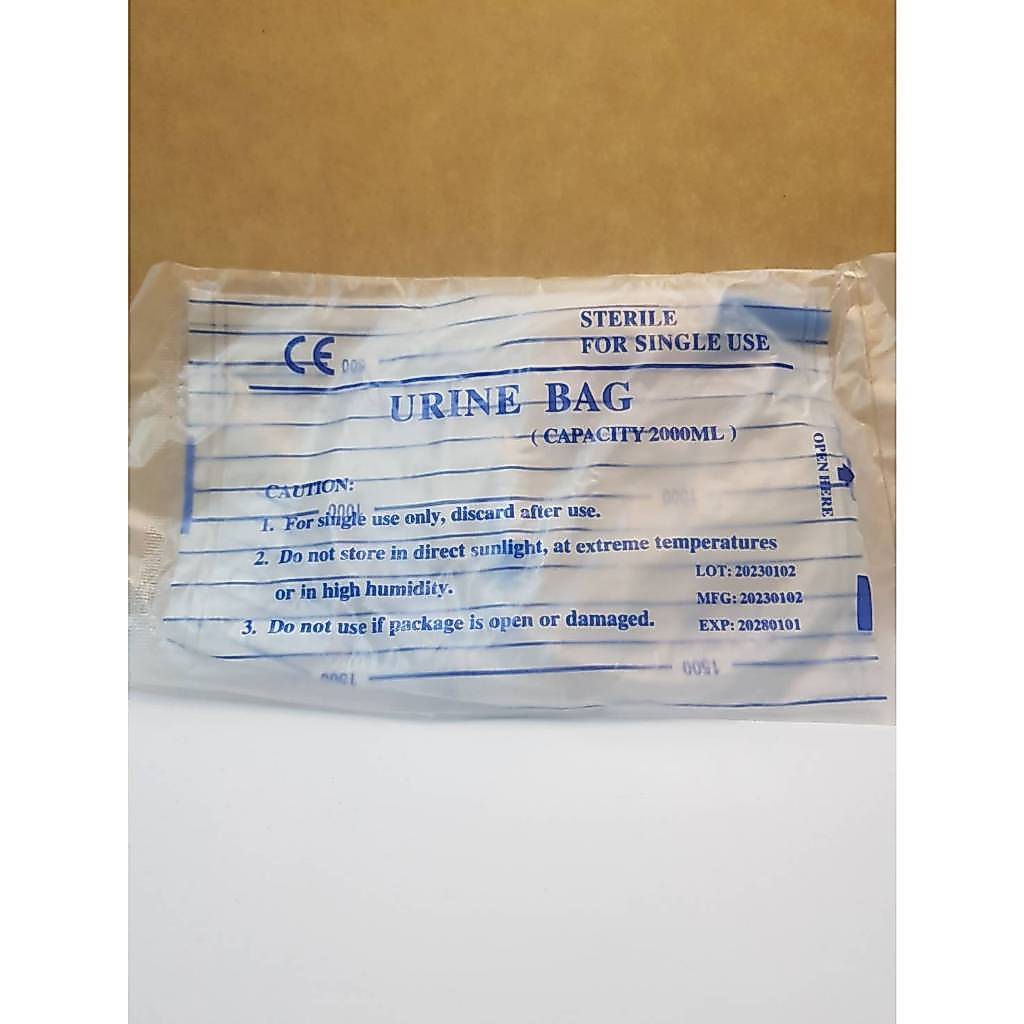 Urine Bag Push-Pull Dis ถุงปัสสาวะผู้ใหญ่ เทล่าง วาลว์ดึงเปิด/ดันปิด Medical Grade Sterile จุได้ 2000ml. German Standard