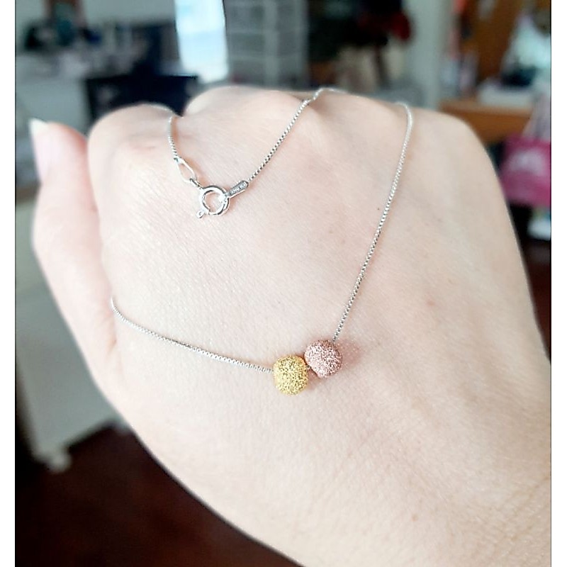 💯สร้อยเงินsterling -silver /925-ITALYแท้ๆพร้อมบอลสตาร์ดัสคู่/นำเข้ารุ่นขายดีสุดๆเลือกสีบอลได้เลย