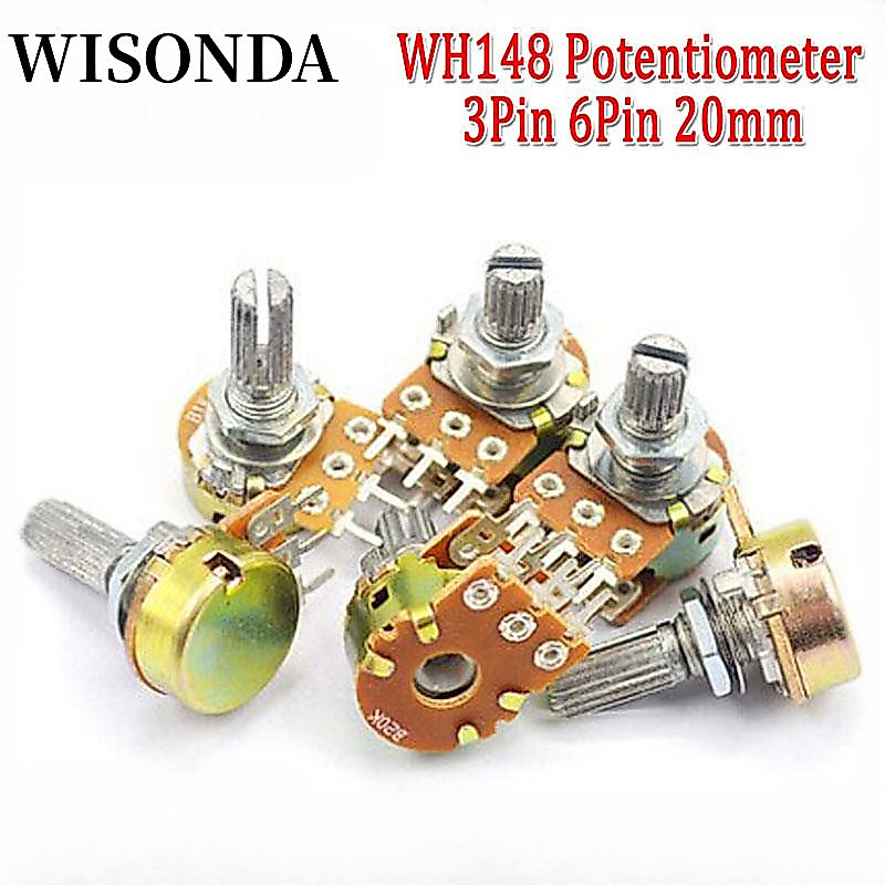 โพเทนชิโอมิเตอร์ WH148 3pin 6pin 20 มม. B1K B2K B5K B10K B20K B50K B100K B250K B500K B1M 1K 2K 5K 10K 20K 50K 100K 250K 500K 1M 1 ชิ้น