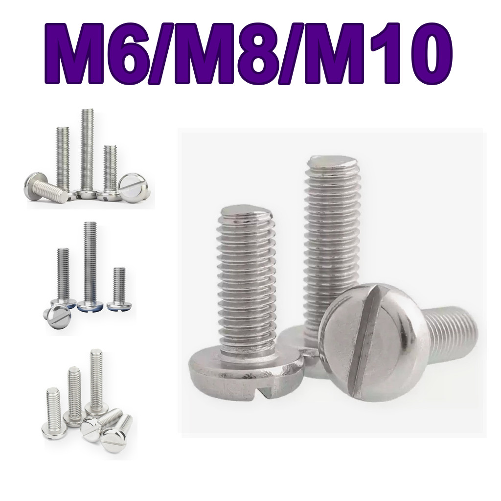 304 สแตนเลส one-slot สกรูหัวทรงกระบอก GB65 สกรู slotted หัวกลม bolt M6M8/M10XXX-MC