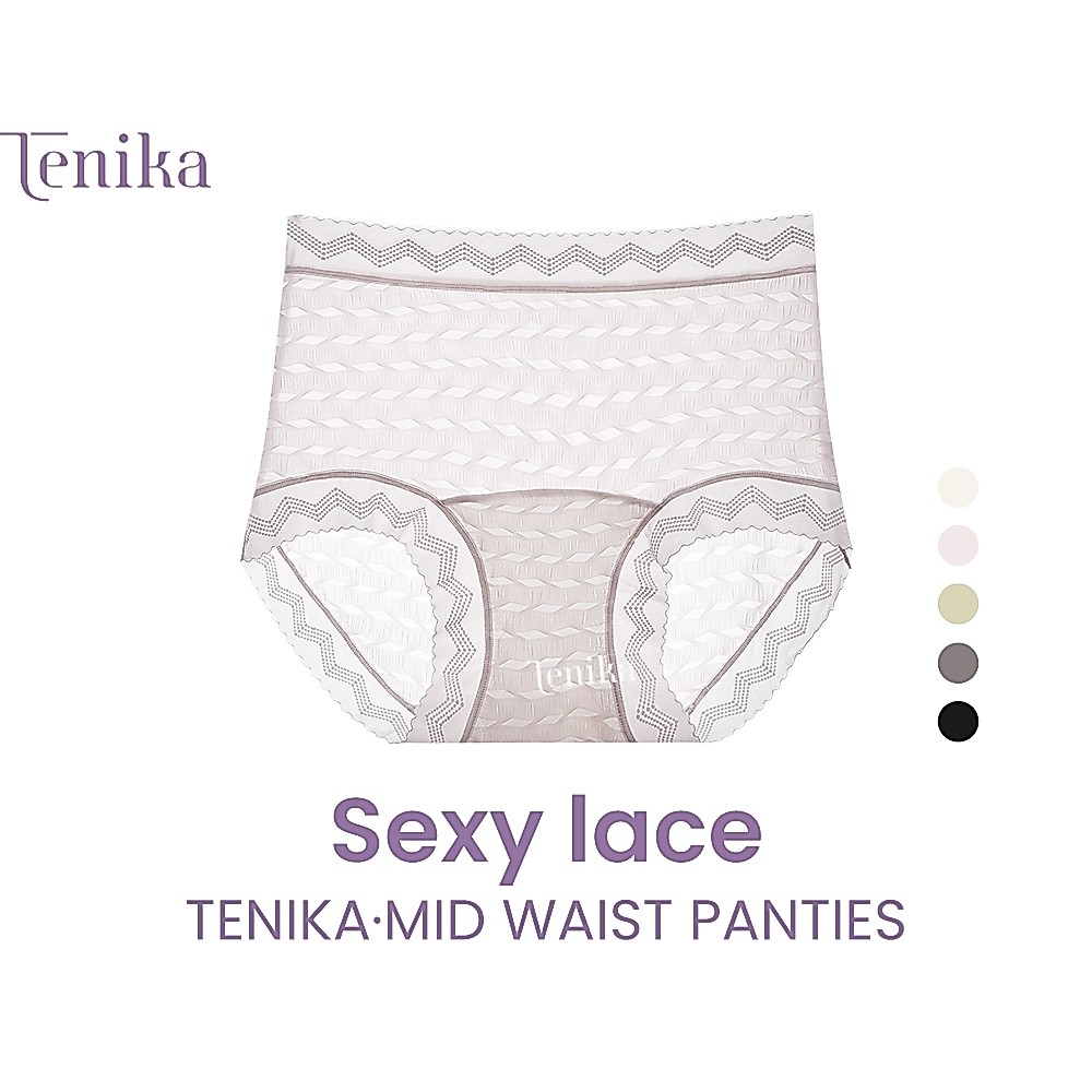 TENIKA กางเกงชั้นในผู้หญิงไซส์ใหญ่ Plus size เอวกลางไร้รอยต่อ ระบายอากาศได้ดี  Lace Panties L-XXL