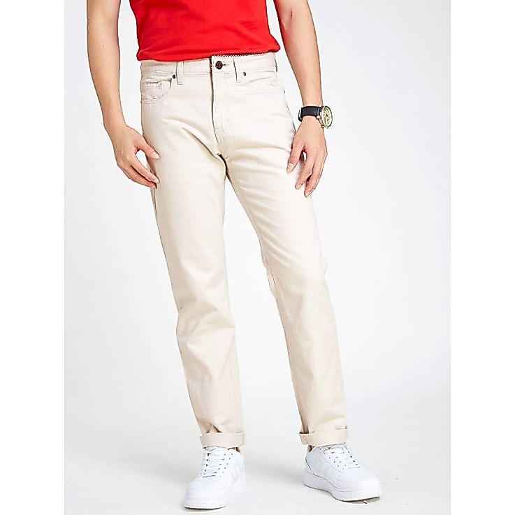Kufkolar กางเกงขายาว I รุ่นเบสิค I กางเกงทรงหลวม Loose Trouser  I สีครีม I รุ่น LT4-CR01