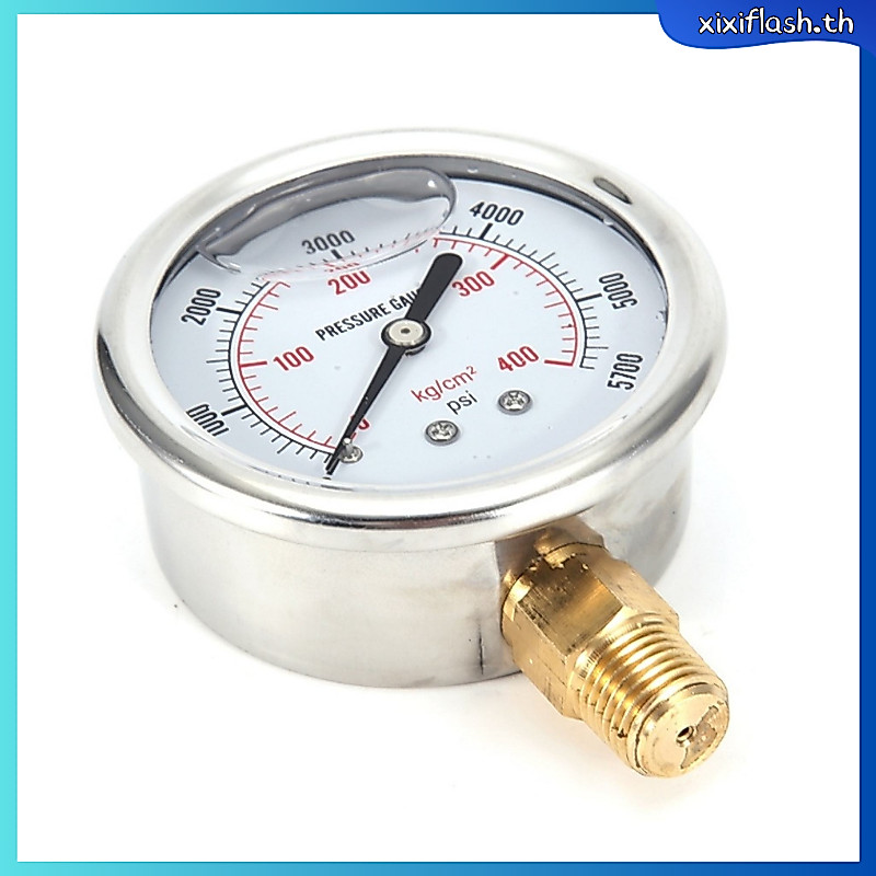 เกจวัดแรงดัน เกจวัดแรงดันลม เกจวัดแรงดันน้ำ (Pressure Gauge) หน้าปัด 2.5 (63mm.) เกลียวออกล่าง BSPT 1/4 ขนาด 0-400 Bar 0-5700psi