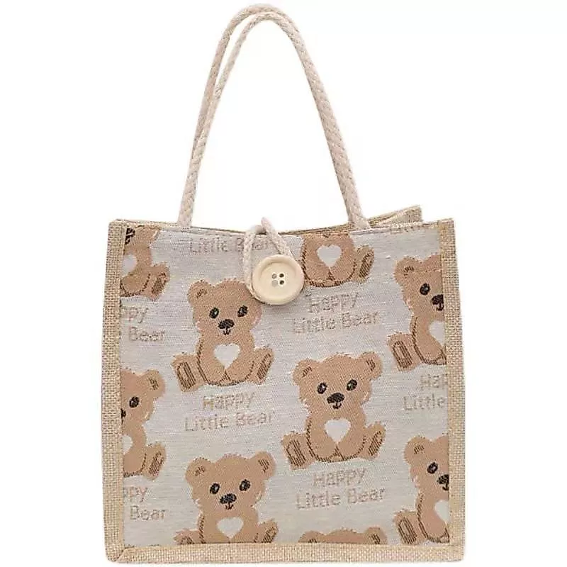 กระเป๋าผ้า 🚀 ใบเล็กมินิมอล Tote Bag ลายหมี,ผลไม้ 🧶 จุของได้เยอะ พกพาสะดวก
