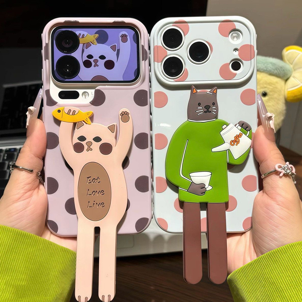 เคสนิ่มขอบรูปหัวใจ Case for Samsung A07 A17 A56 A55 A54 A36 A16 A05S A05 A06 A37 นุ่มสบาย มาพร้อมขาตั้งซิลิโคนลายการ์ตูน