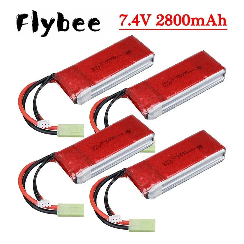 7.4V 2800mAh 25C Lipo แบตเตอรี่สําหรับ Feilun FT009 Huanqi 955 948 Speedboat เรือ 2S 7.4V แบตเตอรี่ส
