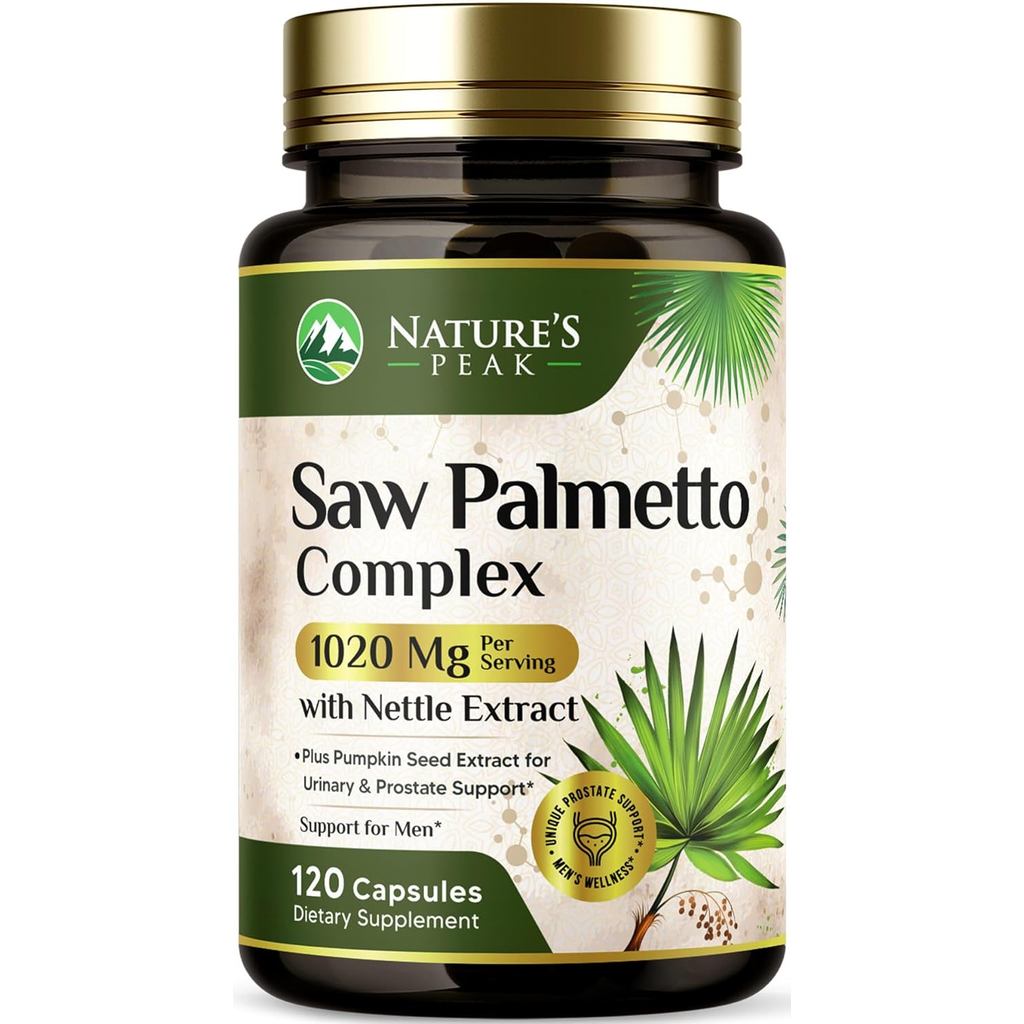 Saw Palmetto Prostate Health Supplements for Men 1000mg - 3X Strength with Pumpkin Seed, DHT Blocker