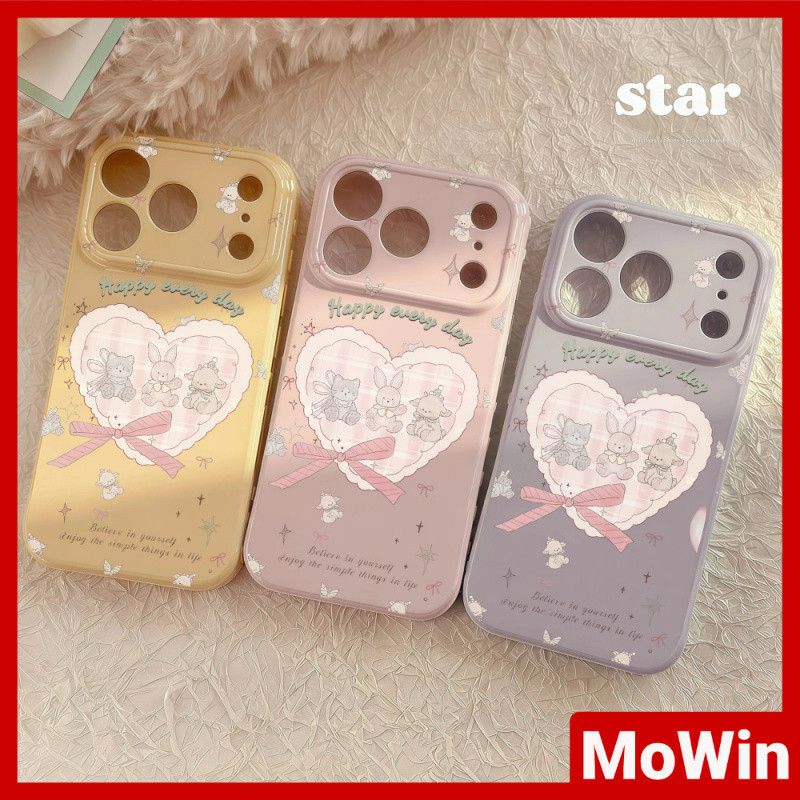 Mowin Case - เคสโทรศัพท์รูปหัวใจ นุ่มแวววาว ใช้ได้กับเคส iPhone 11 และ iPhone 17 Pro Max ตุ๊กตาสัตว์น่ารัก