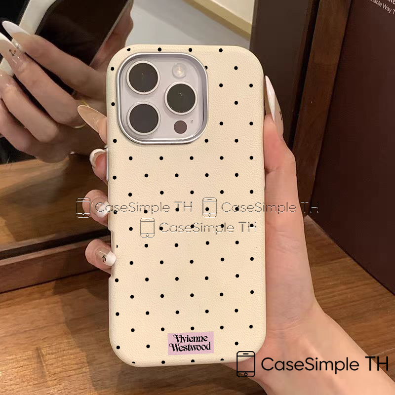 เคสโทรศัพท์ลายหนังจุดดำสไตล์ INS เคสไอโฟน 11 สำหรับ IPhone 17 11 13 7 14 8 16 Plus AIR 15 16 12 14 Pro Max XS XR X