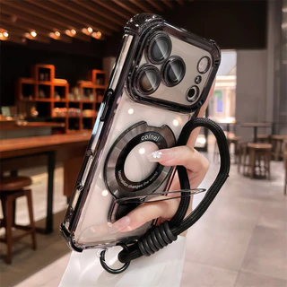 โลหะน้ําหนักเบาวงเล็บแม่เหล็กสร้อยข้อมือเคสโทรศัพท์สําหรับ ไอโฟน 17 มือโปร สูงสุด 16 13 14 15 มือโปร สูงสุด ปลอกกับกล้องเต็มป้องกันกันกระแทกปกฮาร์ดกรณีโทรศัพท