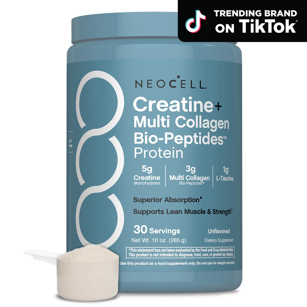 NeoCell Creatine Monohydrate Powder - พร้อมคอลลาเจนหลายเปปไทด์ - 30 เสิร์ฟ - รสไม่ปรุงแต่ง - สําหรับ