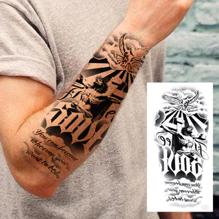 Chicano Gangster Zeus God กันน้ํารอยสักชั่วคราวสําหรับผู้ชายผู้หญิงผู้ใหญ่สีดํา Body Arm สติ๊กเกอร์รอยสักปลอม