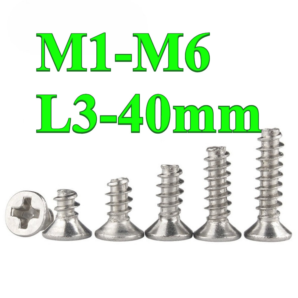 304 สแตนเลสหัวจมหางแบนแตะตัวเอง M1-M6 * L3-40mm (PW-ZZ-TH)