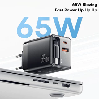 Gizmo เครื่องชาร์จ C+C+A GaN 65W/80W ชาร์จเร็วทันใจ รองรับหลายอุปกรณ์ ที่ชาร์จแบบพกพาพร้อมสายแบบยืดหดได้ 3 เครื่องพร้อมก