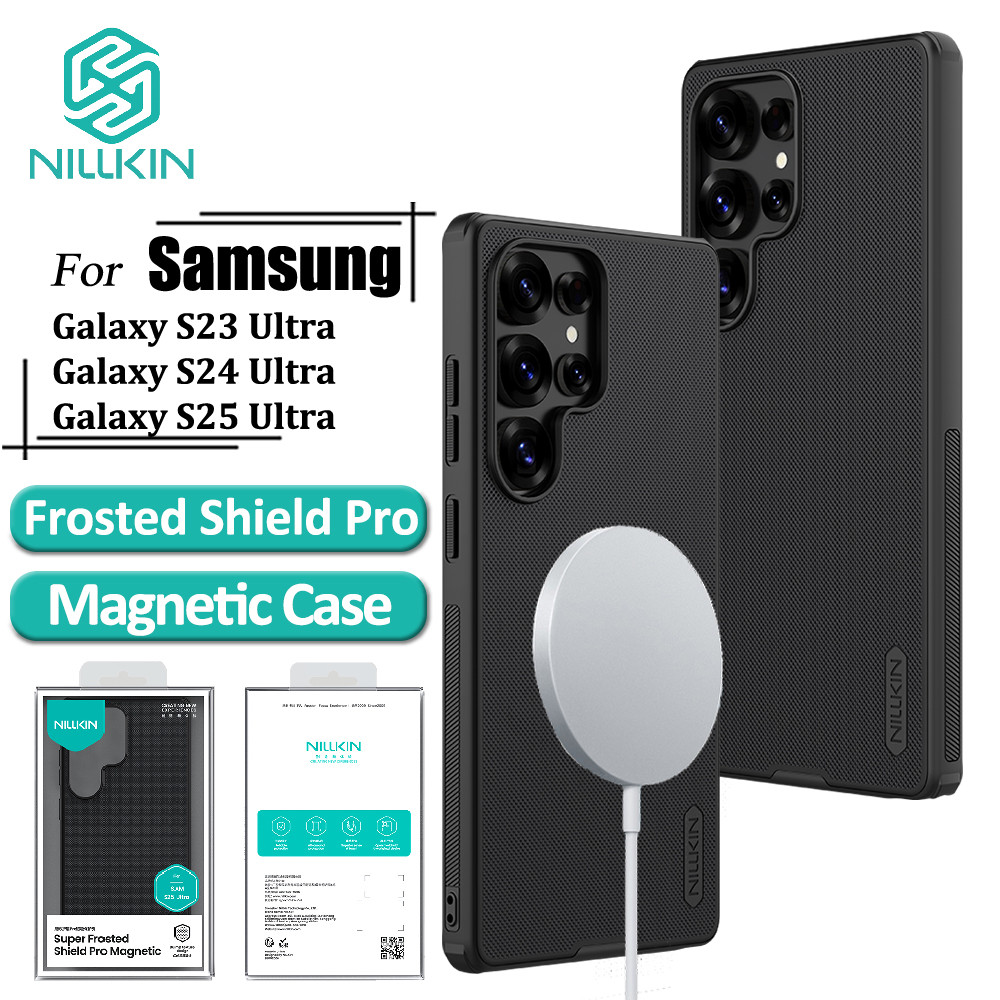 เคสแม่เหล็ก Nillkin สําหรับ Samsung Galaxy S25 Ultra S24 Ultra S23 Ultra Case Frosted Shield Anti ลา