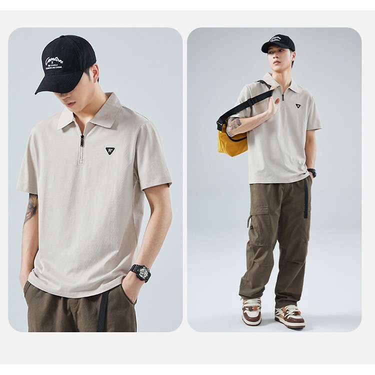 ⚡️Proman⚡️ [ 3 สี COD ] 2024 ฤดูร้อน รุ่นใหม่ ปกพับ ซิป POLO แบรนด์ยอดนิยม แขนสั้นผู้ชาย เสื้อยืด ลำลอง ราคา ถูกที่สุด ดีลบีเคเค