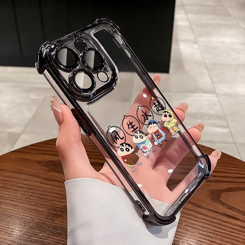 Clear สําหรับ OPPO Reno 15F 15 14F 13F 12F 11F 14 12 13 11 F 10 8T 7Z 8Z 8 7 6 find X8 Pro หรูหราพรีเมี่ยมน่ารัก Rich Shinchan โปร่งใสชุบกันกระแทกกรณีโทรศัพท์นุ่ม