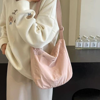 กระเป๋าสะพายข้างสไตล์มินิมอลญี่ปุ่น ทำจากไนลอนกันน้ํา ไซส์ใหญ่สำหรับนักเรียน น้ำหนักเบาทะเล่นใช้งานทั้งในมหาวิทยาลัยและเดินทาง