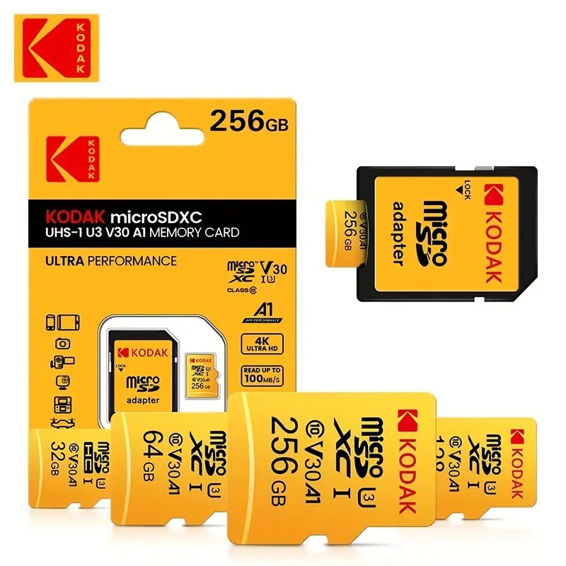 [ส่งจากไทย แท้]การ์ด Micro SD Card Kodak U3 A1 100MB/s | 64GB, 128GB, 256GB | V30 4K HD วิดีโอ