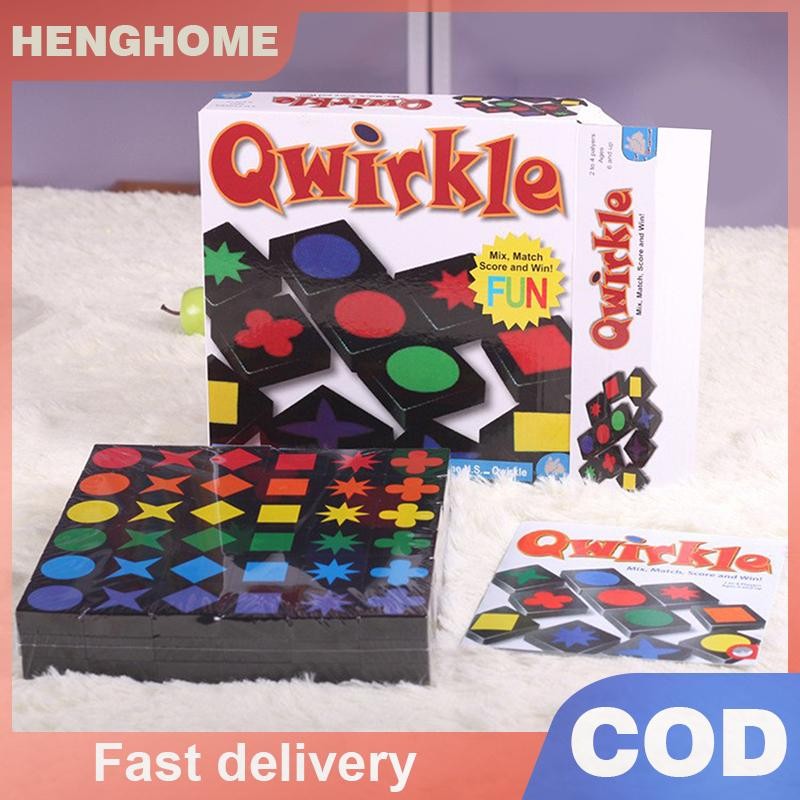 [HENGHOME] ของขวัญคริสต์มาสของเล่นเพื่อการศึกษาเด็กใหม่ Qwirkle หมากรุกไม้ผู้ปกครองเด็กเกมแบบโต้ตอบเด็ก [COD]