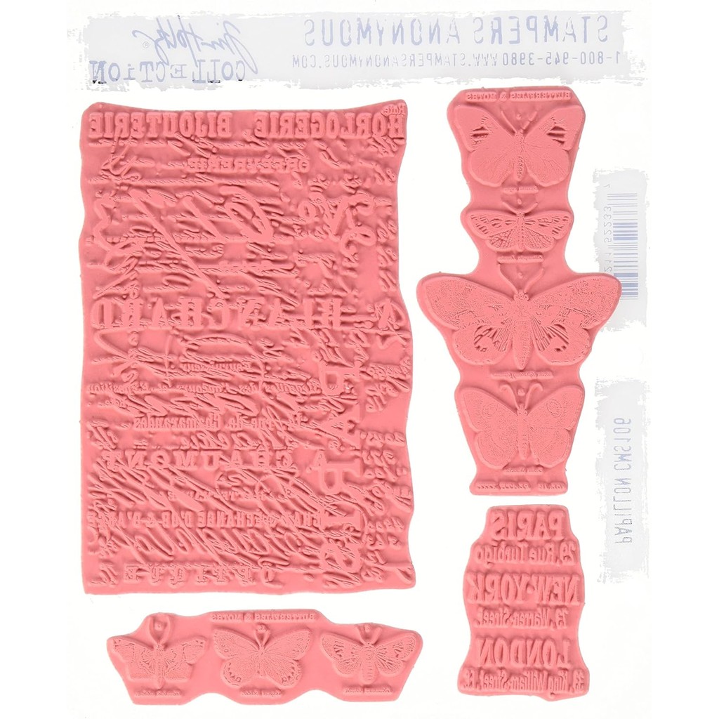 Stampers ชุดแสตมป์ยางแบบไม่ระบุชื่อ Tim Holtz Cling, Papillon CMS106 Y1UH