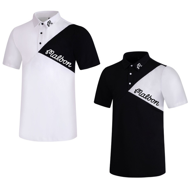 Golf Clothing Mens Golf Short-Sleeved T-Shirt Mens Sports Casual Breathable Clothing สีดํา T2348 7BI
