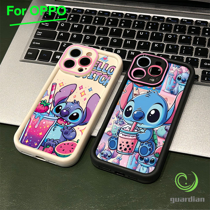 สำหรับ เคสโทรศัพท์ OPPO กรอบเลนส์สีชมพู  A3 A3X ตัวการ์ตูน A60 5G A9 A18 A38 A15 A15s A60 A35 A17 A17K A79 5G OPPO