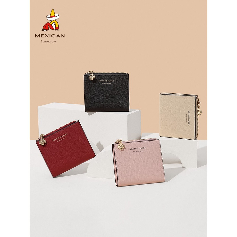 bester brand กระเป๋ Forever young กระเป๋าใส่เหรียญหนังแท้สำหรับผู้หญิงหุ่นไล่กา