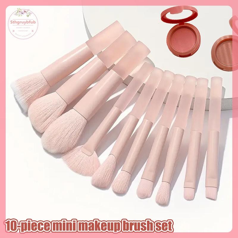 STHB 10 ชิ้น Mini Cherry Blossom แปรงแต่งหน้าแต่งหน้าแต่งหน้าแปรงแต่งหน้าคอนซีลเลอร์ Foundation อายแ