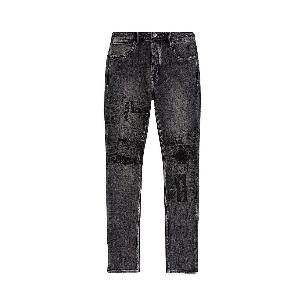 US Direct Mail Ksubi Van Winkle Mash Up Black Graffiti Casual Jeans