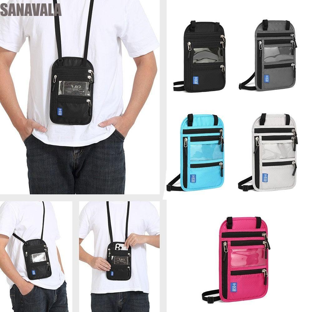 สว่าง RFID หนังสือเดินทางกระเป๋าปิดกั้นRFIDหลายกระเป๋ากระเป๋าสตางค์คอคลาสสิกที่มีสายคล้องคอปรับป้องก