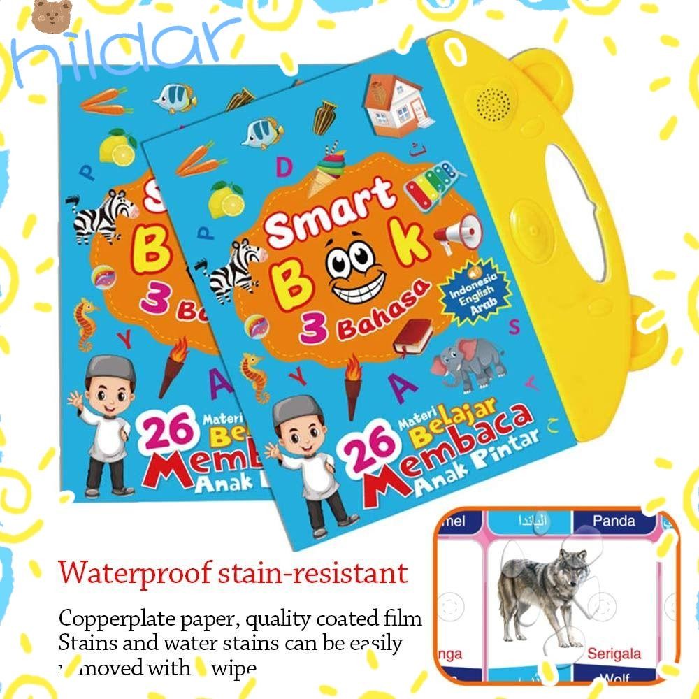 HLAR E-Book ภาษา 3-in-1, Bright Blue English Mandarin Inchine Learning E-Book, การ์ตูน 26 วัสดุเอฟเฟ