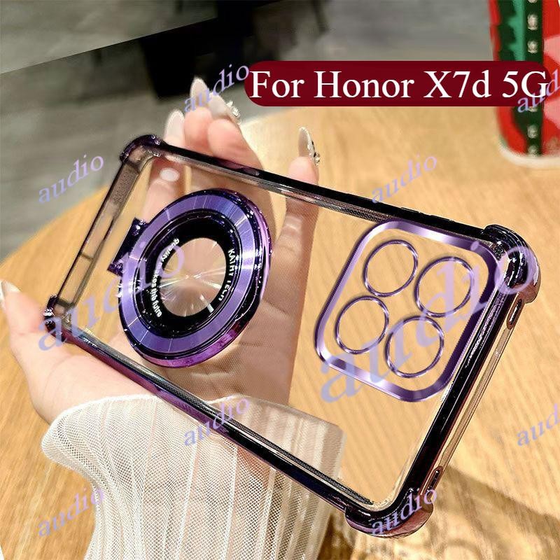 Honor X7d 5G 4Gสี่มุมชุบโปร่งใสเคสโทรศัพท์สําหรับ HONOR X7d HonorX7d 5G 4G 2025 หรูหราซิลิโคนกันกระแ