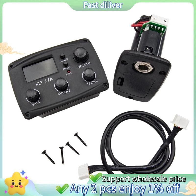 -17A กีต้าร์โปร่ง EQ Preamp, พร้อมจูนเนอร์พยากรณ์ดิจิตอล 3 Band EQ Equalizer พร้อมจูนเนอร์กีตาร์ Pic