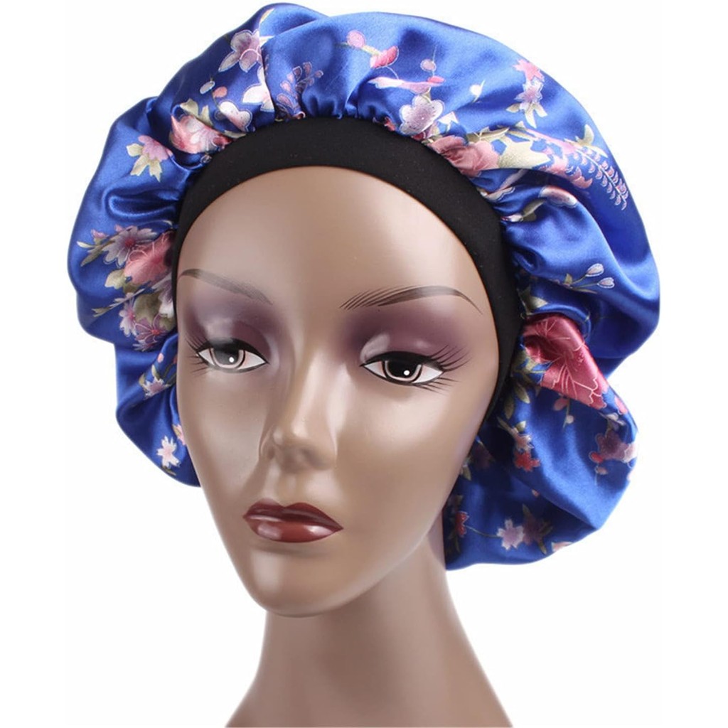 Qhome Luxury Wide Band Satin Bonnet หมวกสำหรับสวมขณะนอนหลับ ช่วยลดการขาดผม XFQA