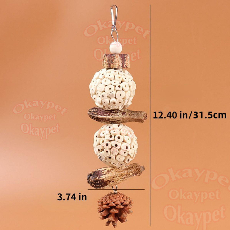 ของเล่นกัดแทะ ของเล่นนกแก้ว ของเล่นนกสําหรับสัตว์เลี้ยงนกนกแก้ว Sola Ball ถั่วธรรมชาติ Pinecone - รูปที่ 3