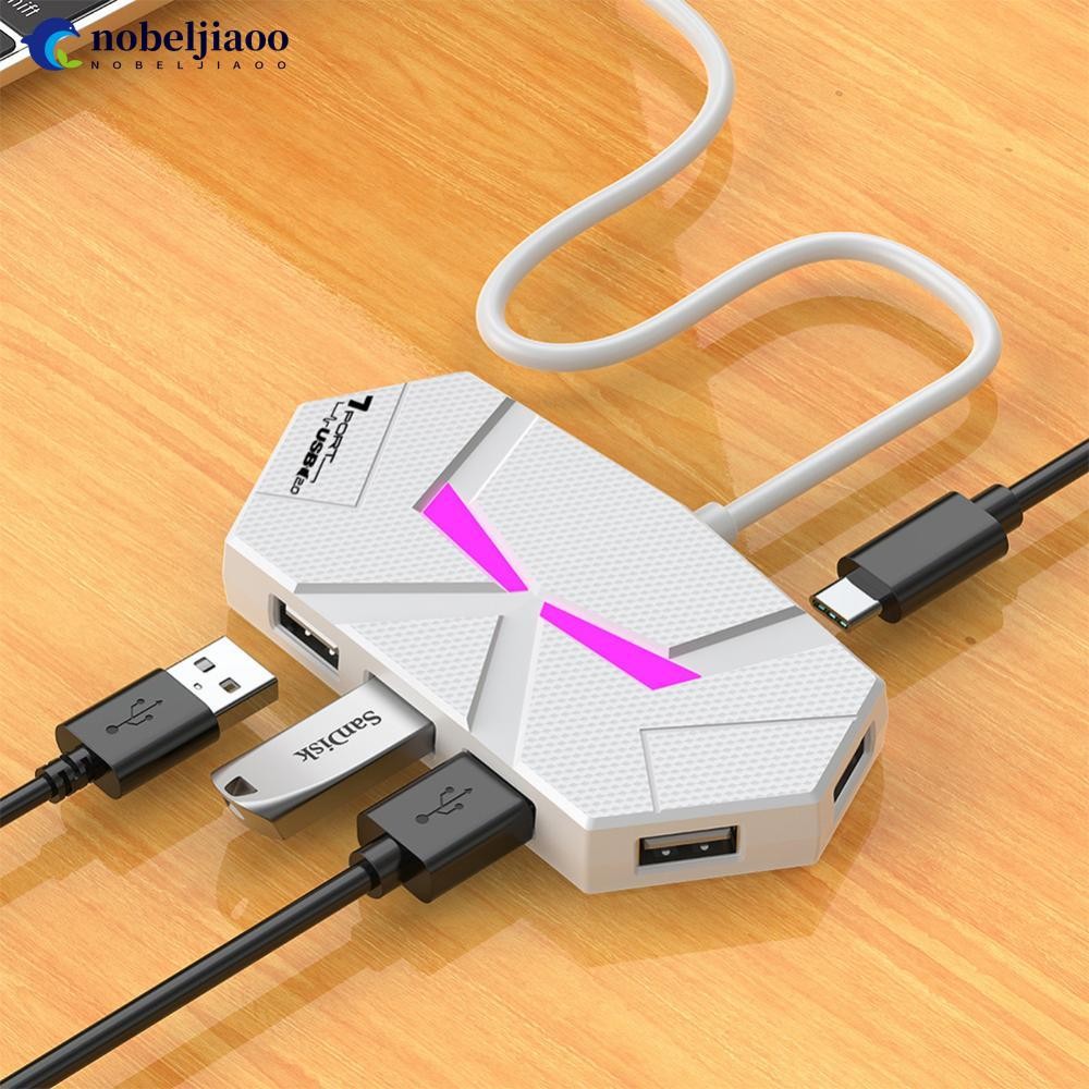NOBELJIAOO 7/4 พอร์ต USB 2.0 HUB ประเภท C Docking Station 5Gbps ความเร็วสูง Transmission Splitter อะ