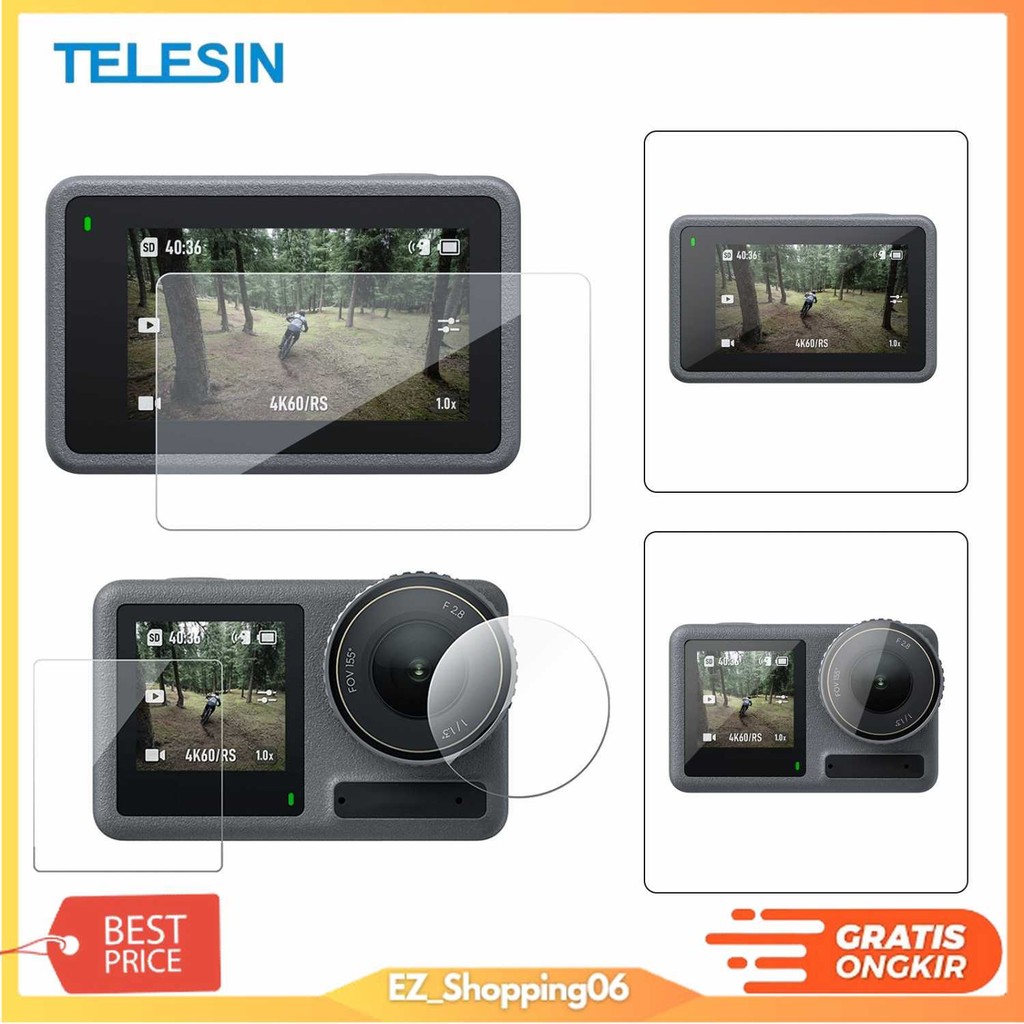 TELESIN ฟิล์มกันรอยกระจกนิรภัย 2.5D สําหรับ DJI Osmo Action 5 Pro - S6-FLM-13-DJ