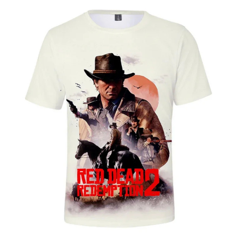 เสื้อยืดเกมยอดนิยม "Red Dead Redemption 2" 3D พิมพ์ Street Wear ผู้ชายและผู้หญิงแฟชั่นลําลองกีฬา O เ