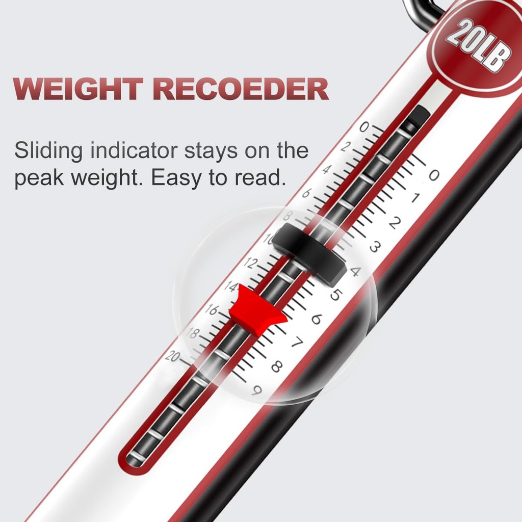 เครื่องชั่งปลาสปริงอลูมิเนียม ขนาด 20LB/50LB พร้อมเครื่องหมายน้ำหนัก และฟังก์ชันPeak & Zero Reset